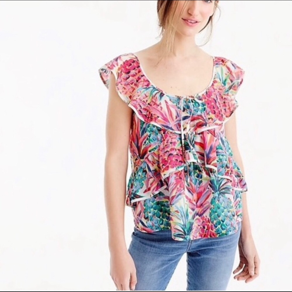 JCREW - Ruffle Top / Ratti Pineapple / 0
